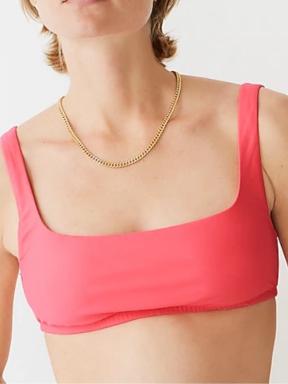 J.  Crew Pink Squareneck Bikini Top, Size XL, NWT